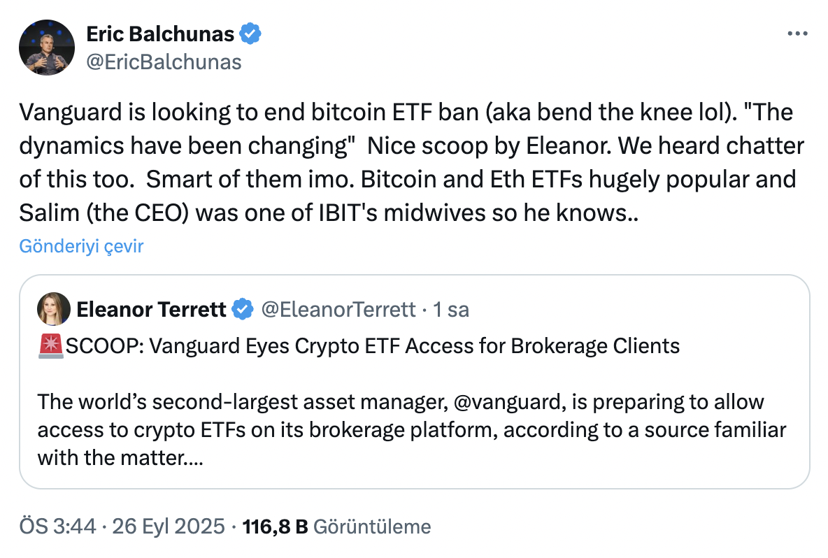 10 Trilyon Doları Yöneten Vanguard Kripto Para ETF Yasağını Bitirmeye Hazırlanıyor
