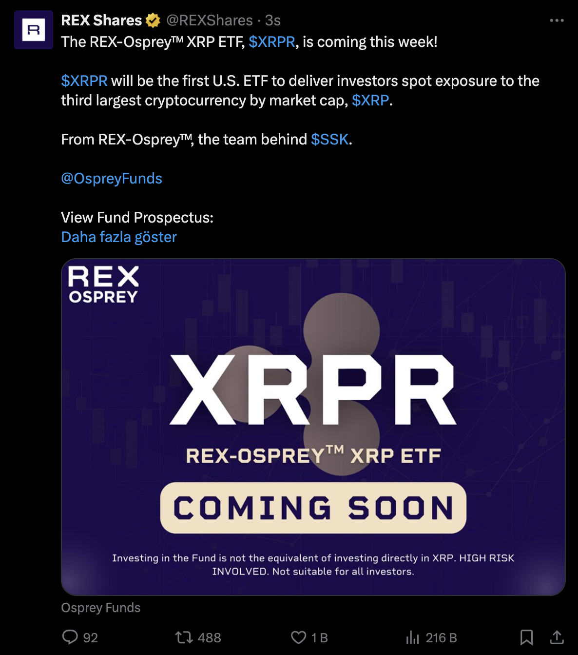 ABD’nin İlk XRP ETF’si İçin Resmi Duyuru Geldi
