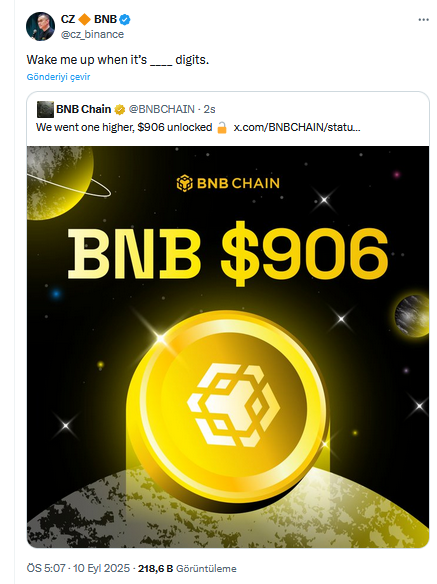 Binance Coin Rekora Koştu: Changpeng Zhao’dan BNB İçin 4 Hane İması