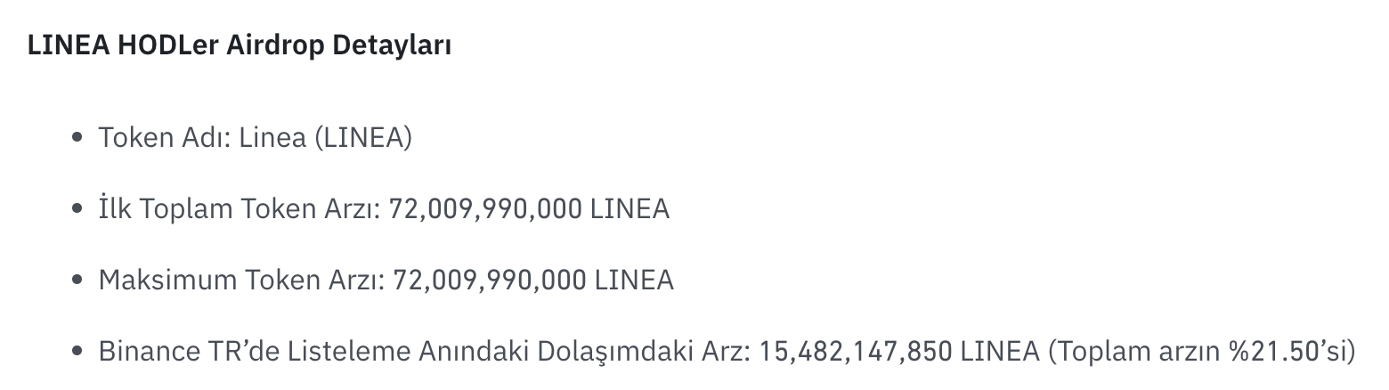 Binance TR’nin 17. HODLer Airdrop Projesi Linea Oldu: Listeleme Bugün