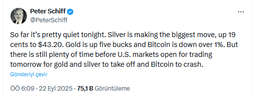 Bitcoin Eleştirmeni Peter Schiff: "Bu Gece Bitcoin Çakılacak!" Uyarısı
