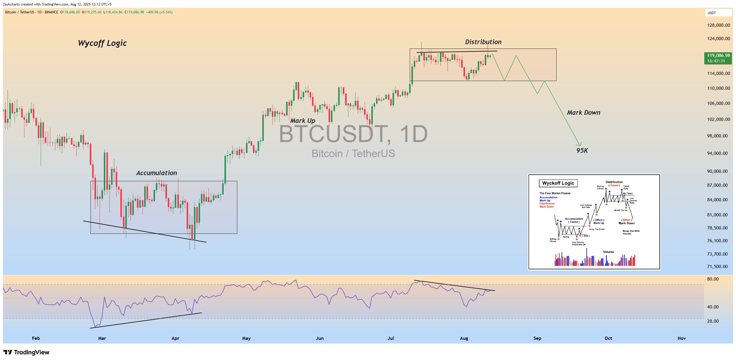 Bitcoin Fiyatında 20.000 Dolarlık Düşüş Riskine Dikkat! Wyckoff Analizi Uyarıyor