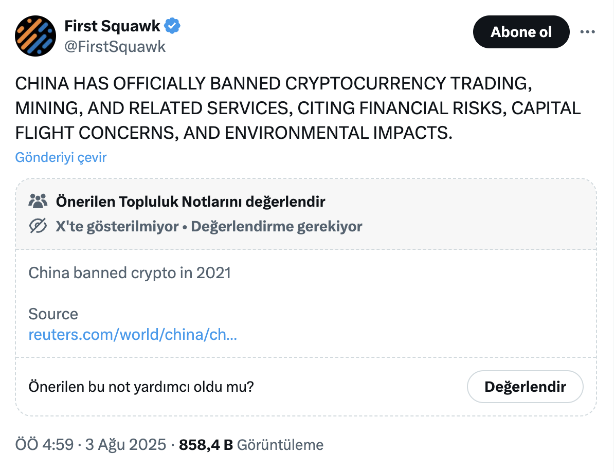 Bitcoin ve Kripto Para Yine mi Yasaklandı? Çin FUD’u Geri Döndü