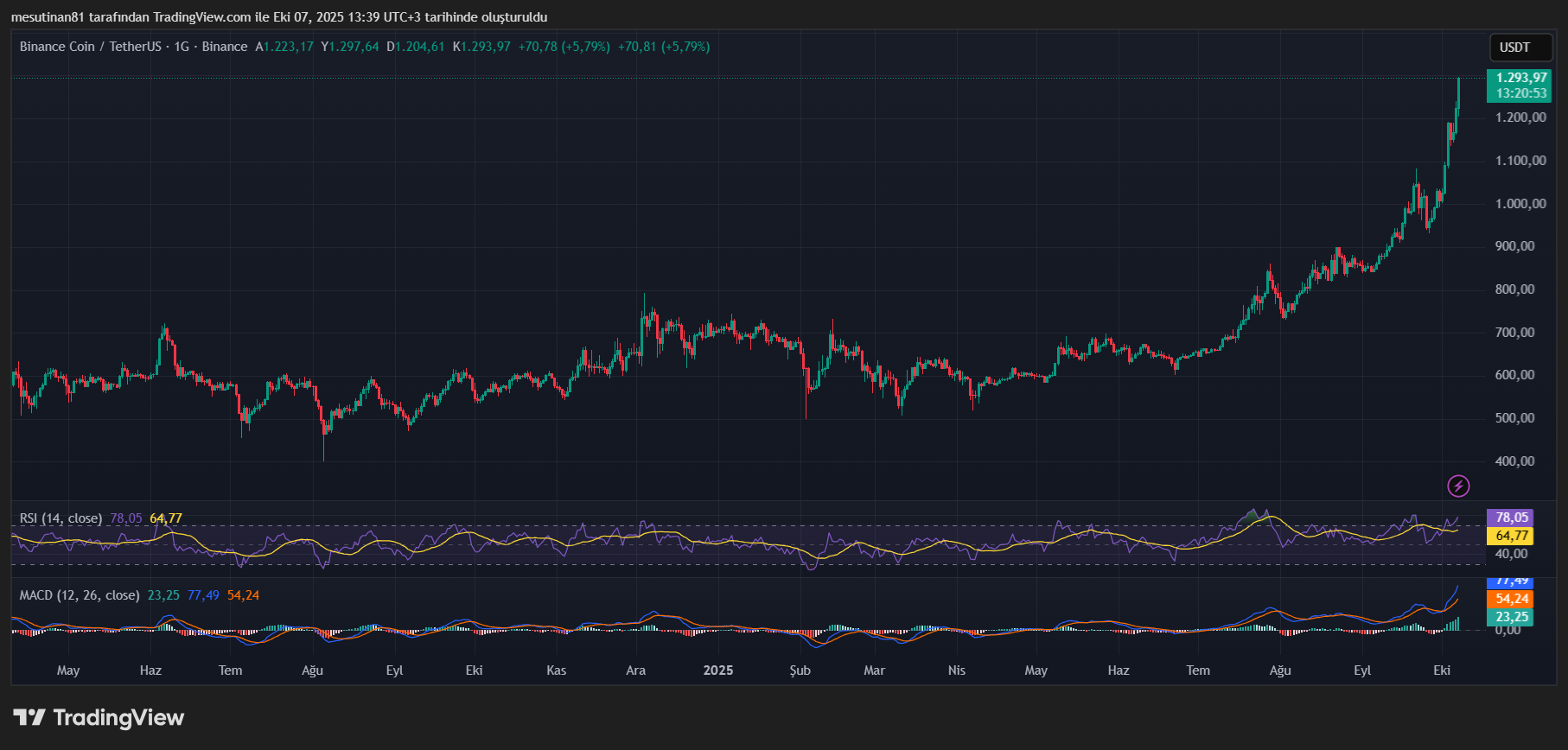 BNB Coin Yeni Rekor Peşinde: 1300 Dolara Dayanan Yükseliş Nereye Kadar Sürecek?