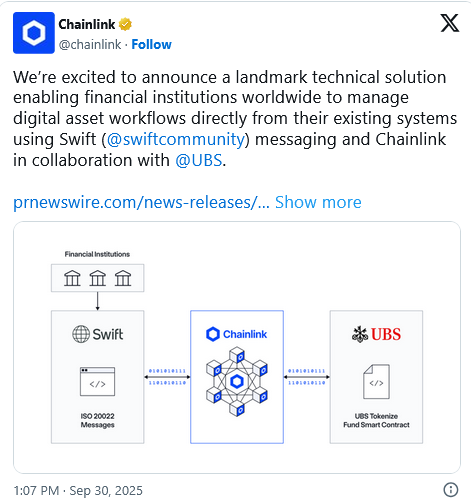 Chainlink UBS Tokenize Hamlesini Duyurdu: Bankalar İçin Ek Yazılıma Gerek Kalmayacak