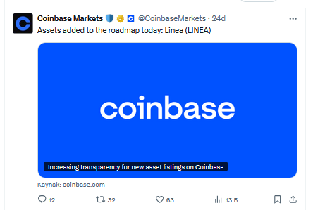 Coinbase Duyurdu: Altcoin LINEA Artık Listelenme Adayı