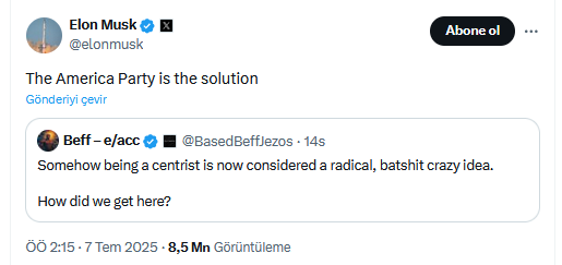 Elon Musk'ın Yeni Partisi ve Bitcoin'e Desteği Piyasaları Sarsıyor