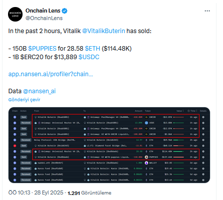 Ethereum Kurucusu Vitalik Buterin Memecoin Puppies Satışı Gerçekleştirdi
