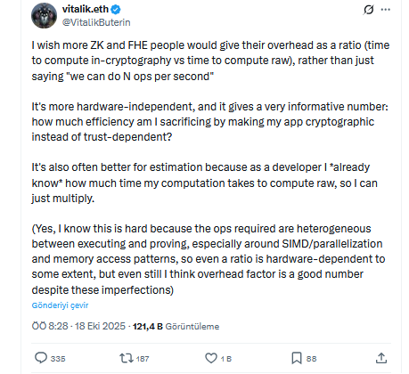 Ethereum Kurucusu Vitalik Buterinden Performans Odaklı Yeni Açıklama