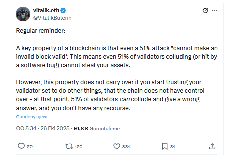 Ethereum Kurucusu Vitalik Buterin’den Yüzde 51 Uyarısı