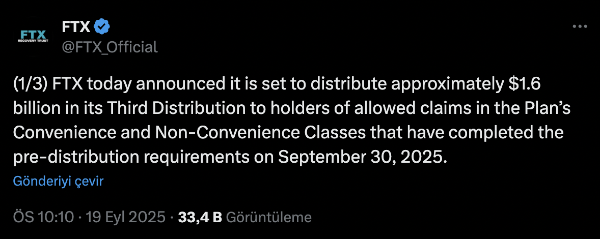 FTX İflasından Üçüncü Ödeme: 1.6 Milyar Dolar Alacaklılara Dağıtılacak