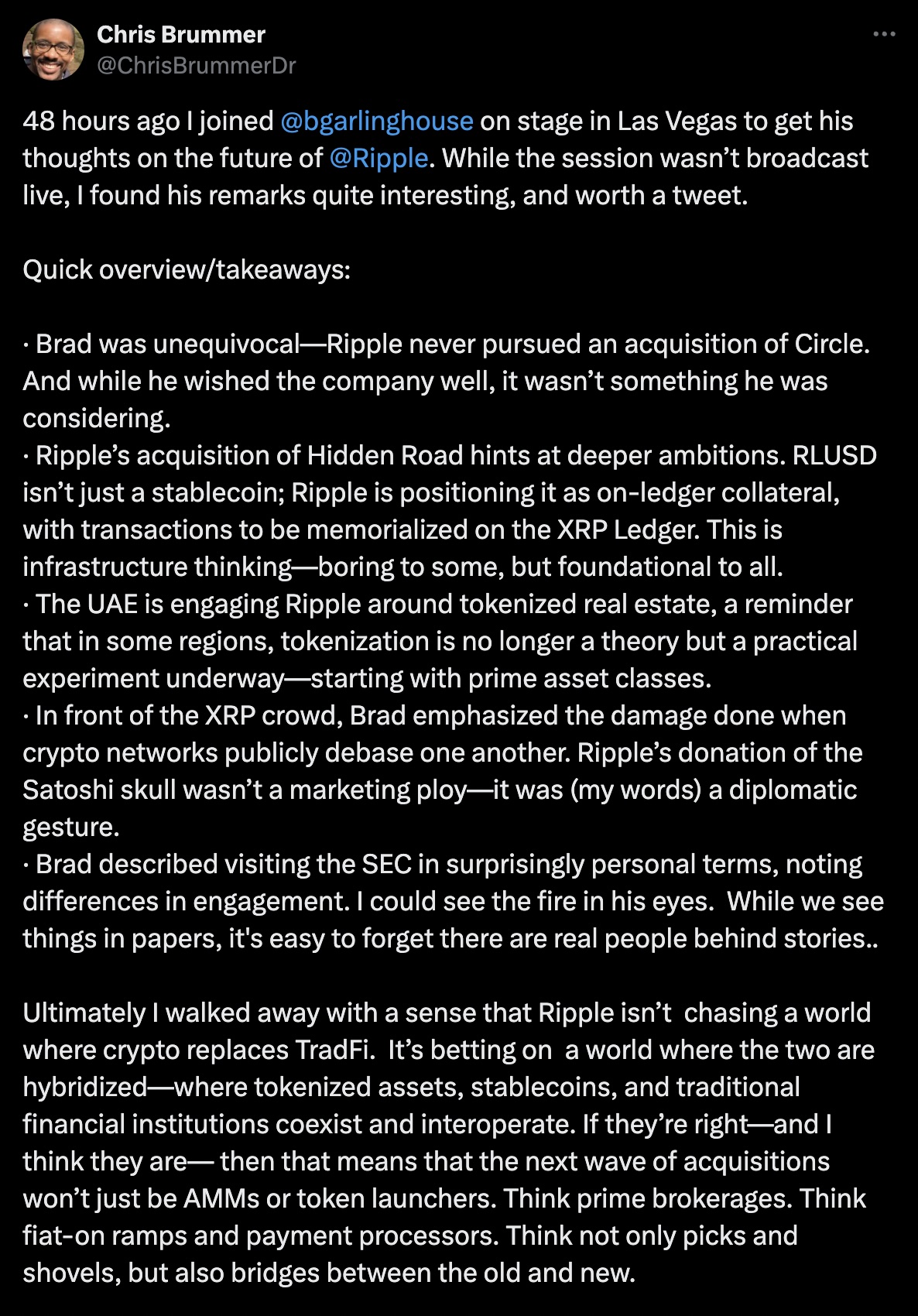 Gerçek Ortaya Çıktı! Ripple CEO’su Brad Garlinghouse Circle Konusunda Son Noktayı Koydu