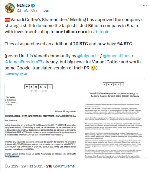 İspanyol Kahve Devi Vanadi Coffee, 1 Milyar Euroluk Bitcoin Yatırımına Doğru İlerliyor
