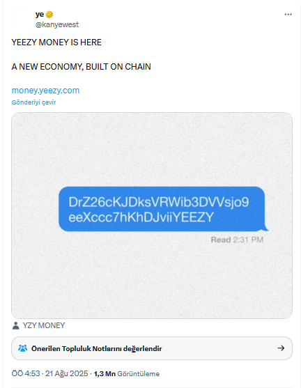 Kanye West Yeezy Money’i (YZY) Duyurdu: Kripto Para Piyasası Çalkalanıyor
