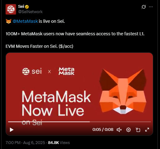 MetaMask ve Sei Network Ortaklığı: 100 Milyon Kullanıcıya Yüksek Performanslı Blockchain Erişimi