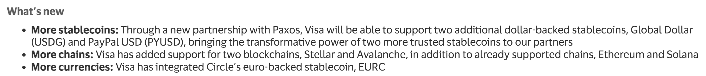 Ödeme Devi Visa’dan Stabil Kripto Para Atağı: PYUSD, USDG, EURC, Stellar ve Avalanche Sisteme Dahil Edildi
