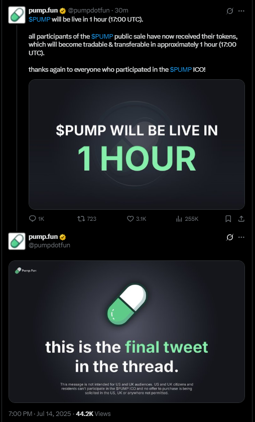 Pump.fun (PUMP) Token'ı Borsada Listelendi: Ön Satış Katılımcıları Token'larını Aldı