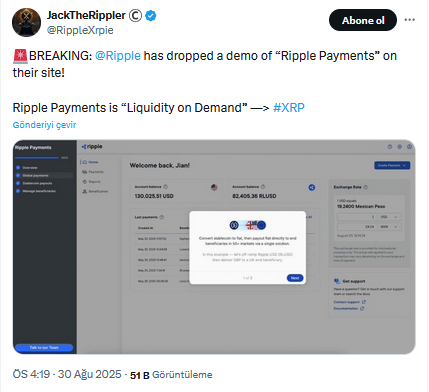Ripple, XRP'yi Kurumsal Ödemelerde Likidite Köprüsü Olarak Konumlandırıyor