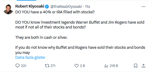 Robert Kiyosaki: Büyük Buhran'ın Tekrarı Yakın, Bitcoin Güvenli Liman Olabilir