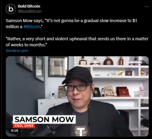Samson Mow 1 Milyon Dolar Deyince Gözler XRP’ye Çevrildi