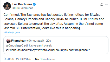 Solana, Litecoin, Hedera Spot ETF’leri NYSE ve Nasdaq’ta İşleme Başladı