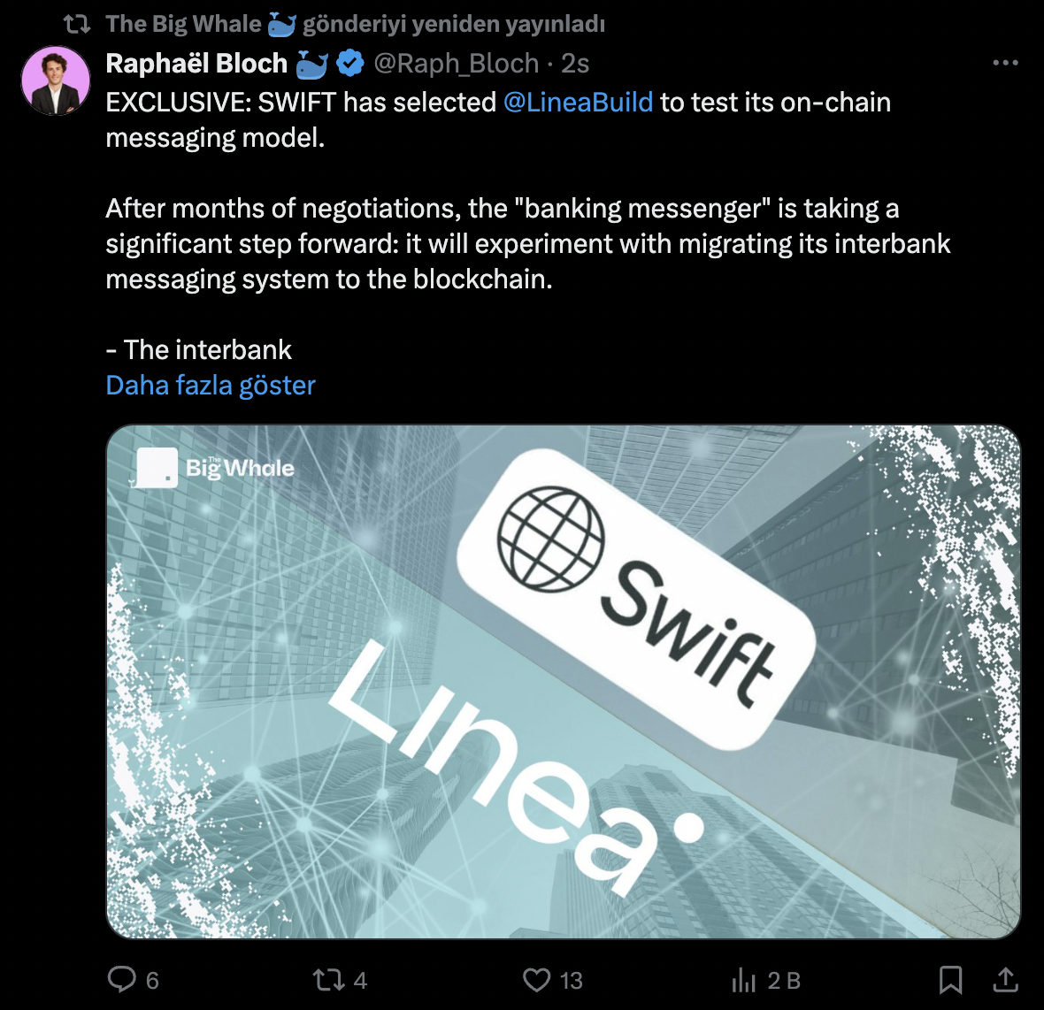 Swift, Uluslararası Ödeme Sistemini Ethereum Tabanlı Linea Üzerinde Test Ediyor
