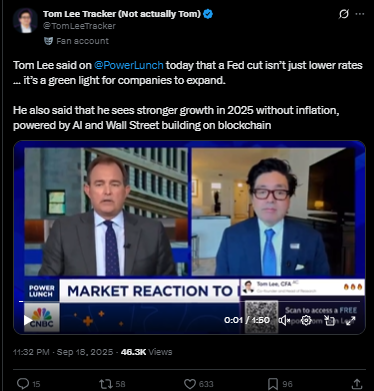 Tom Lee: Faiz İndirimi, Yapay Zeka ve Blockchain, 2025 Ekonomisini Canlandıracak