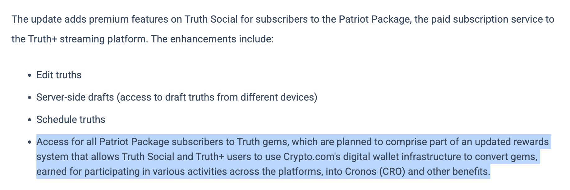 Trump Media, Kendi Token'ı Yerine Cronos (CRO) ile Ödül Sistemini Yeniledi