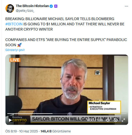 Ünlü Balinadan Bitcoin İçin 1 Milyon ve Sıfır Vurgusu