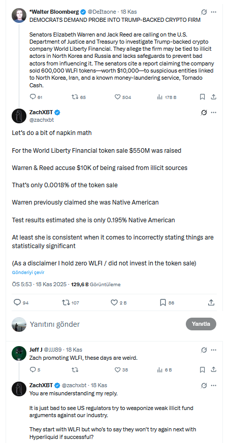 Washington’da WLF Fırtınası: Soruşturma Çağrısı ve 10 Bin Dolar Tartışması