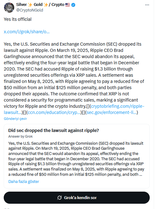 Yapay Zeka Grok'un Yanlış XRP Bilgisi: Eski SEC Avukatı Uyarıyor